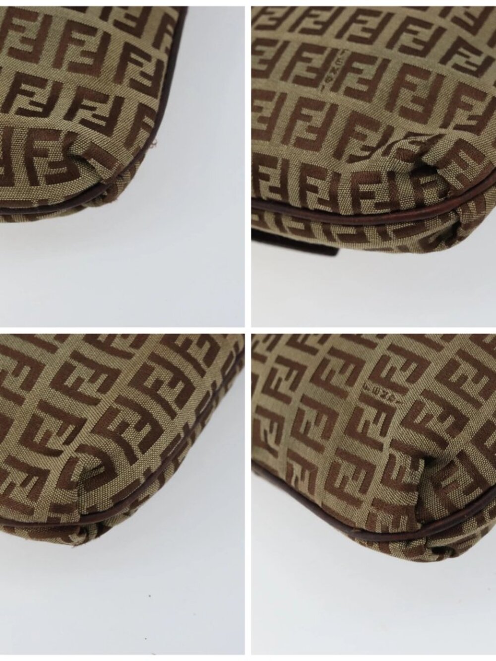 FENDI Zucchino Canvas Mamma Baguette Shoulder Bag Brown Gold Auth gh1492 - Picture 15 of 16